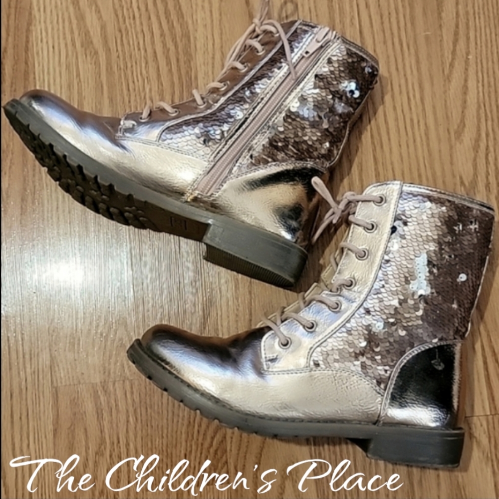 The Children ‘s Place, Girl’s Sequin & Flip Fashion Boots in Rose Gold, …